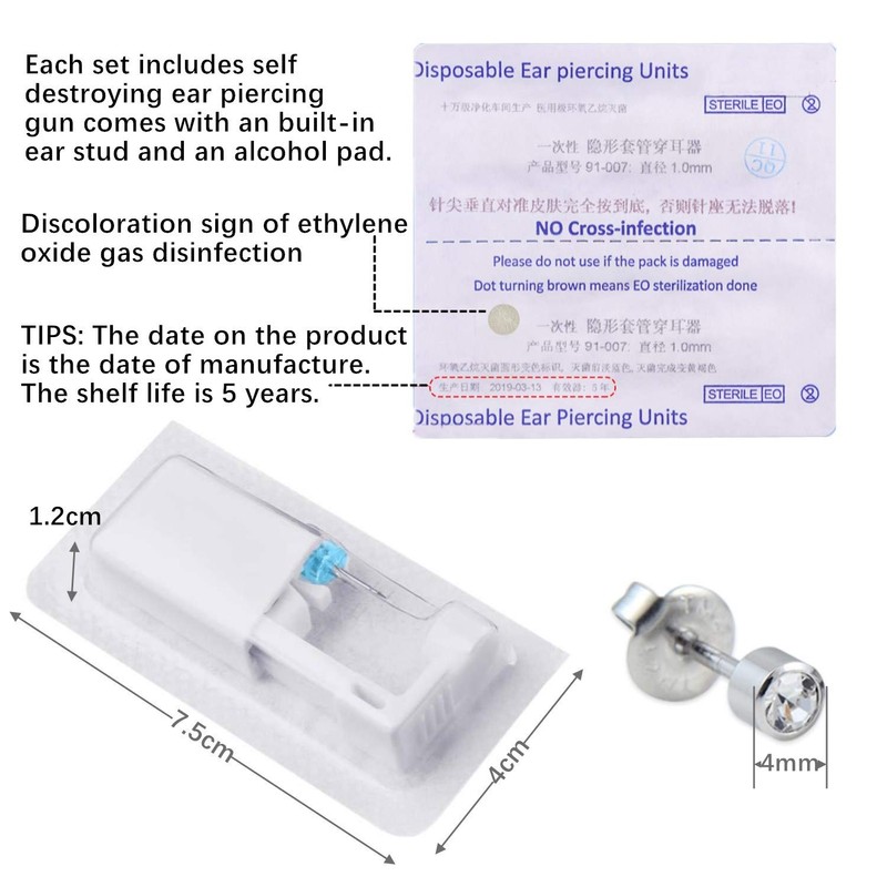 Suskriyocic 2 Pack Disposable Ear Piercing Gun with Ear Studs