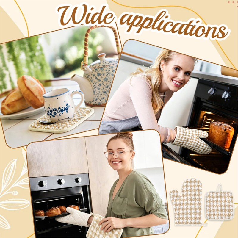 TWINKLEMON 4PCS Oven Mitts and Pot Holders Sets Heat Resistant