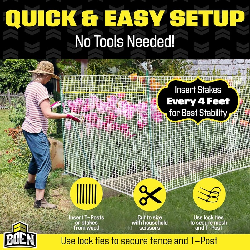 BOEN Garden Fence Temporary Barrier Outdoor Fence for Dog, Rabbit