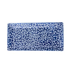 Boston International Rectangle Ceramic Platter Serving Dish, 14" x 7", Navy Seaweed