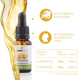 Vitamin D3 + K2 Drops High Dose & Laboratory Tested - 525 Daily Servings in MCT Oil - K2 from MK7 99.7% All Trans Optimal Bioavailability