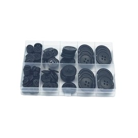 LannuMet 100pcs Black Round Sewing Buttons 4-Hole Craft Resin Buttons for Sewing Art DIY Decoration,5 Sizes Mixed,with Storage Box