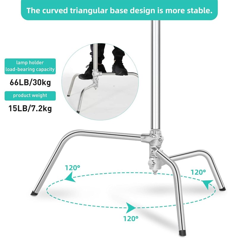 Lapgood Stainless Steel Heavy Duty C-Stand with Boom Arm,10.8ft/330cm Adjustable