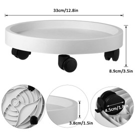 3 Pack Plant Caddy with Wheels Rolling Plant Stand with Wheels 13 Inch Plant Dolly Heavy Duty Large Potted Plant Mover with Casters for Indoor and Outdoor, White