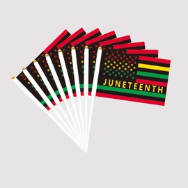 LOONELO Juneteenth Handheld Stick Flags, 20 Pcs Small Mini June 19th 1865 Freedom Day Flags 5.5" x 8.3", African American Independence Day Parade, Rally & Party Decorations
