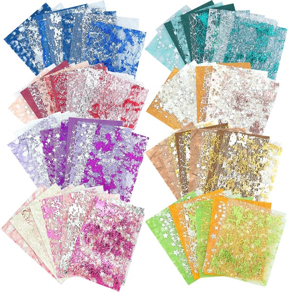 Aromoty 128 sheets Textured Scrapbook Paper&Gold Foil Mesh Fabric set-Mulberry
