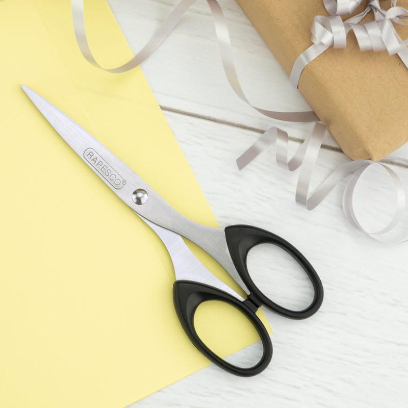 Rapesco CS6RY0B1 Essential 16cm Stainless Steel Scissors, Black