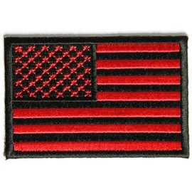 US American Flag Patch Bloodred & Black tactical - 3"x2" Inch Hook and Loop backing