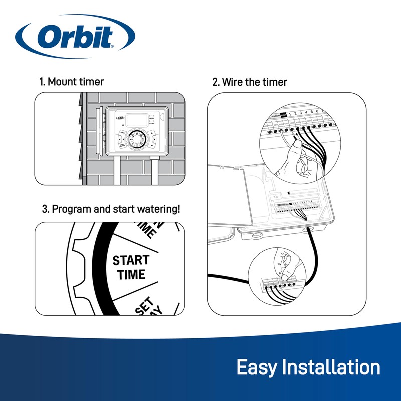 Orbit 6 Station Indoor or Outdoor Irrigation Controller, Tri-Lingual