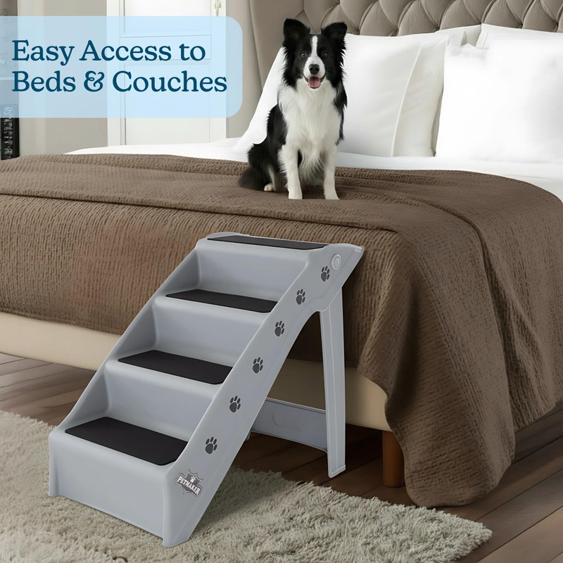 Dog Stairs - Pet Stairs with 4-Step Design for Beds,