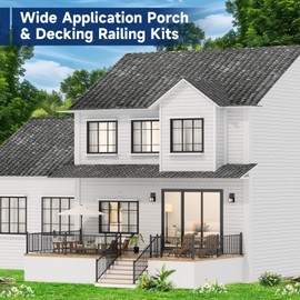 Egadis 2.56 in. x 2.56 in. x 45 in. Porch and Deck Railing Post with Screws & Drill, Aluminum Railing Post, Black Textured Outdoor Powder-Coat Finish Stair Post for Decks, Porches & Balconies (1 Post)