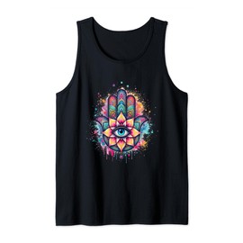 Hamsa hand protection symbol Art, lucky charm all seeing eye Tank Top