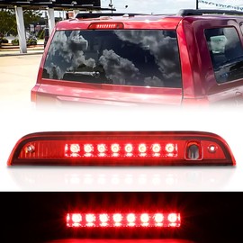 Auto Dynasty Full LED Red Housing Rear Center High Mount 3rd Third Tail Brake Light Stop Lamp Compatible with Jeep Patriot 07-17