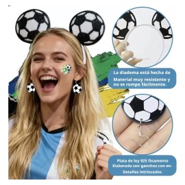 Atuajes 2026 Copa Mundial, Aretes Y Diademas Pelota Fútbol Blanco Atrezo Para Animar En Los Partidos De Fútbol