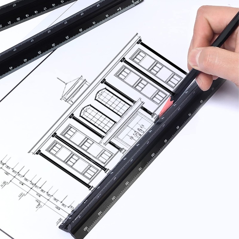 1 Pcs Black Aluminum Alloy Ruler Metal Triangle Ruler Suitable