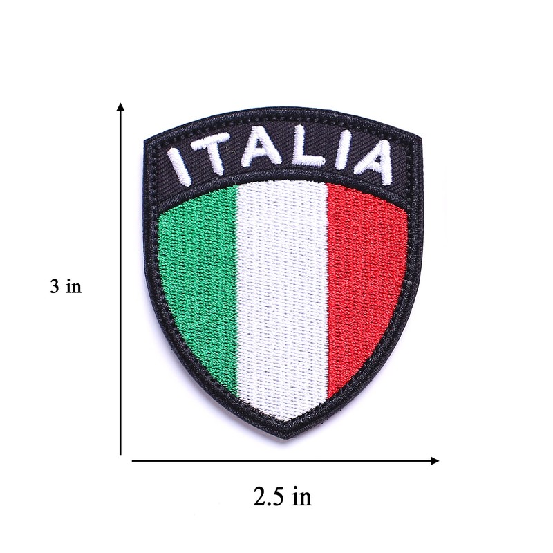 AXEN Italy Shield Patch, Embroidered Italian Flag Tactical Patches Hook