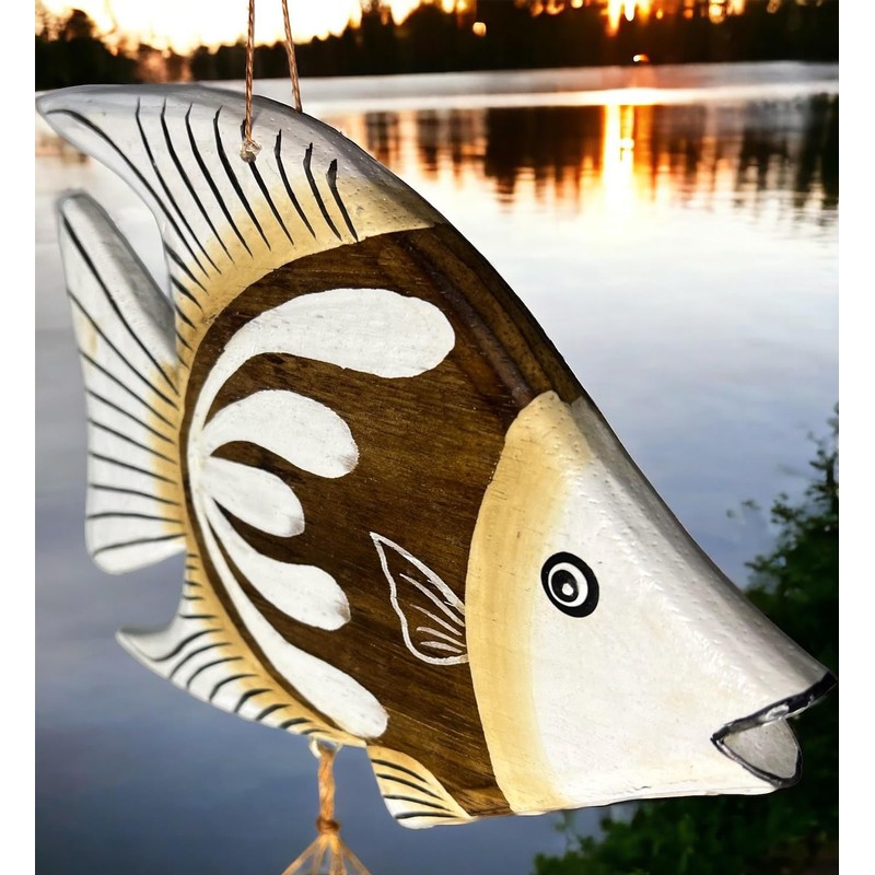Tropical Fish Windchime – Bamboo & Wood Hanging Outdoor Garden