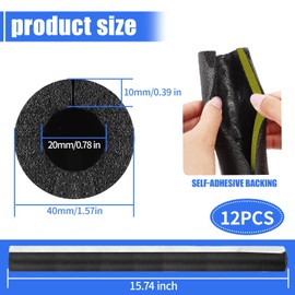 12 Pack Pipe Insulation Foam Tube, 3/4'' Self Adhesive Pre Slit Foam Pipe Covers Polyethylene with Double Sided Tape for Spigot, Winter Outside Pipes, Water Heater Pipes Freeze Protection