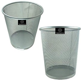 Vedmantra® Circular Metal Wire Mesh Wastebasket Paper Bins - Stable Non Slip Design (Silver)