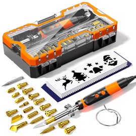 Wood Burning Kit Professional Pyrography Wood Burning Tool, Wood Burner Kit with Accessories for Embossing Carving DIY Adults Crafts Beginners (orange)