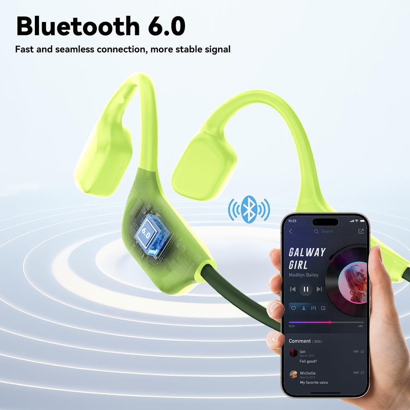 Opinta Swimming Headphones, IPX8 Waterproof Bone Conduction Headphone Wireless Underwater