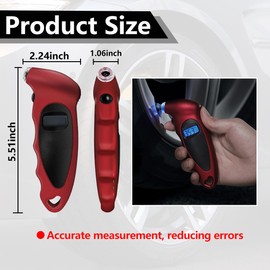 Kewucn Digital Tire Pressure Gauge, 150 PSI 4 Settings for Auto Truck Bicycle, Accurate Tire Pressure Tool with Backlit LCD&Non-Slip Grip, Universal Car Accessories for Pressure Check (Red)