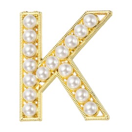 PATIKIL Pearl Letter Brooch Pins, Gold Plated Pearl Initial Alphabet K Letter Lapel Badges Pin with Jewelry Box for Women Men Girl Wife Suits Clothes Dress Bouquet Coat, Gold Tone