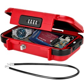 WACCET Portable Safe Box with Code, Combination Security Case Lock Box Waterproof Anti-Theft Mini Travel Safe with Removable Wire Rope Security Safe Box for Home, Office, Hotel, Cars,Travel etc