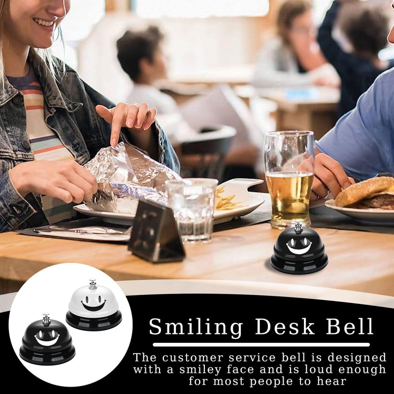 Pack of 2 Table Bell, Table Bell, Reception Bell, Black