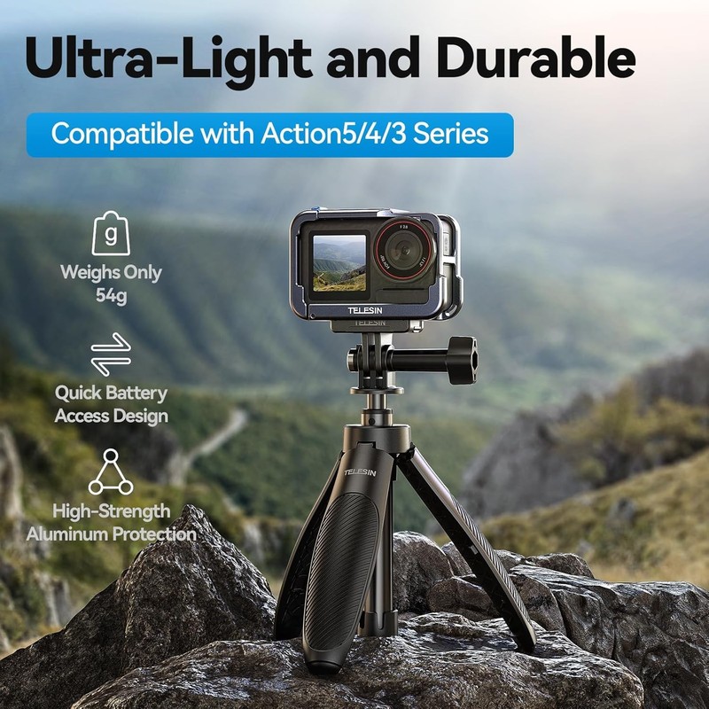 TELESIN Ultra-Light Aluminum Case Camera Cage for DJI Action 5