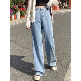 Women's Baggy Boyfriend Jeans High Waist Distressed Denim Pants Wide Leg Straight Trousers Streetwear Pants