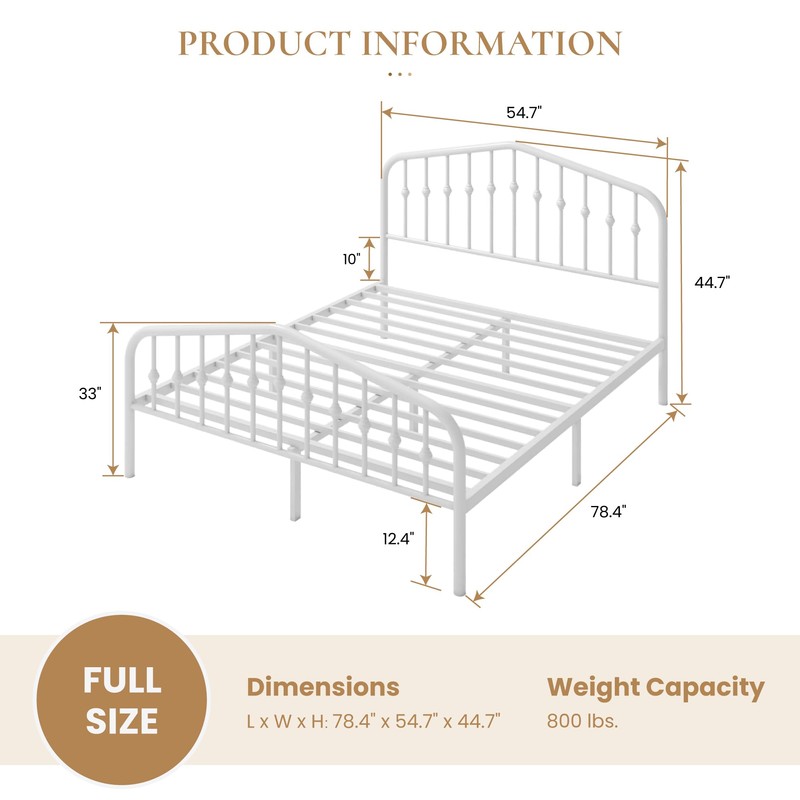 SHA CERLIN Full Size Metal Platform Bed Frame with Victorian