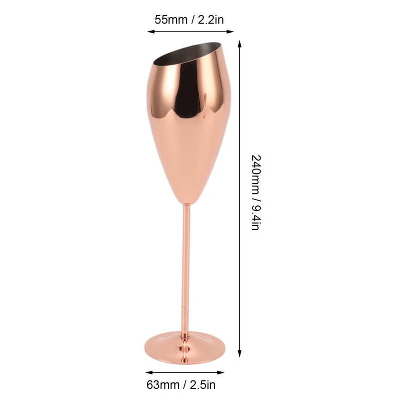 2pcs Copper Champagne Flutes Set Sturdy Thick Bottom Stainless Steel