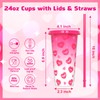 Color Changing Cups, 24 oz Plastic Reusable Tumblers with Lids