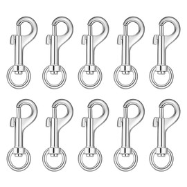 Pet Leash Clasp, 10PCS Heavy Duty Metal Pet Swivel Snap with Spring Buckle for Linking Pet Leash & Collar, DIY Crafts (0.47" x 1.7")