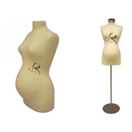 (JF-F8W8+BS-04) ROXYDISPLAY Female Bodyform, Size 8 with 8 Month Maternity Form+Round Metal Base+Cap