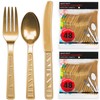 DecorRack Plastic Cutlery Set, Gold Colored Plastic Silverware Sets for