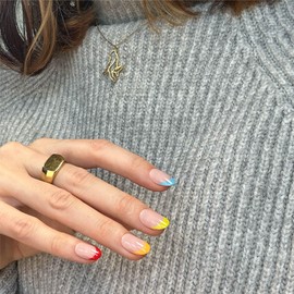 MOYOU LONDON Gel Press On Nails - Elegant Short Oval Shape, Long-lasting & Comfortable Soft Fake Nails with Glue, Reusable Semi-Transparent Stick On Nails for Women, 32 Pcs in 16 Sizes