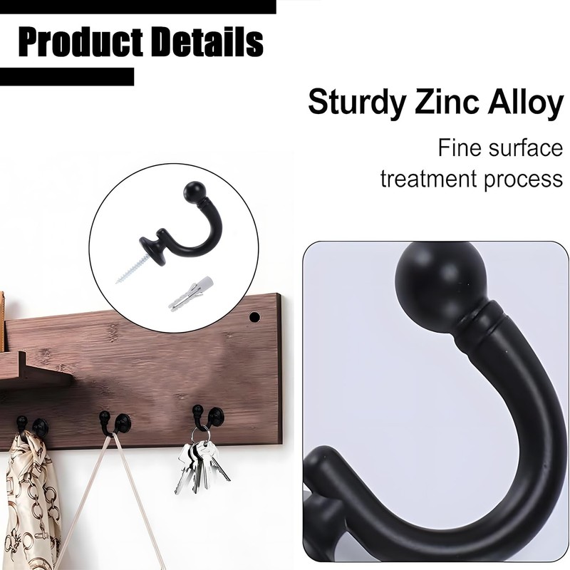2-Pack Durable Aluminum Curtain Tie Back Hooks for Versatile Home