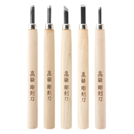 KAKURI Japanese Wood Carving Tools Set for Beginners (5 Pcs) Made in JAPAN, Wood Carving Knife for Woodblock Printing, Woodcut Printmaking, Linoleum Carving, Linocut