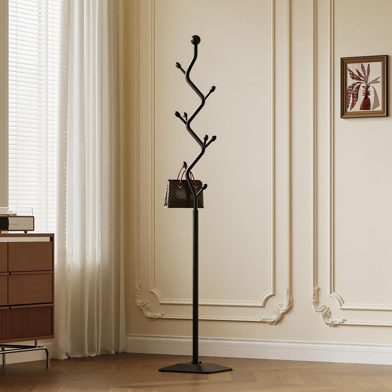 ZEYEXE Tree-shaped coat rack,Coat Tree Freestanding with 8 Hooks and