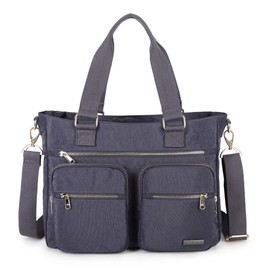 Crest Design Nylon Shoulder Bag Handbag, Teacher Nurse Tote Organizer (Charcoal)