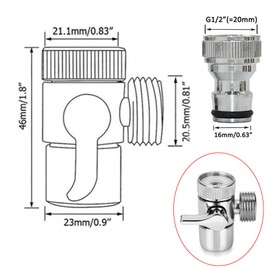 Faucet Valve Diverter Adapter, Swich Faucet Adapter, Sink Valve Adapter, Quick Connector to Washing Machine Garden Hose (Female 22mm x G1/2" Plug)