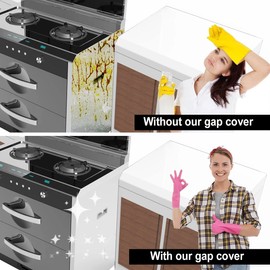 Kitchen Silicone Stove Counter Gap Cover, 25 inch Long & Extra Wide Stove Gap Filler Range Strips 2pcs,Between Oven and Countertop Dishwasher, Dryer,Easy Clean Heat Resistant Gap Guards White