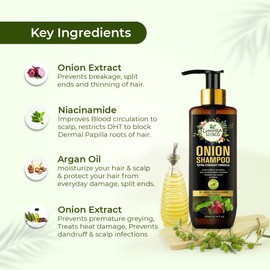 Luxura Sciences Onion Shampoo for Hair Growth & Strength | Red Onion & Argan Oil for Thicker, Fuller Hair | Reduces Hair Thinning & Breakage | Sulfate-Free Gentle Formula | 10.14 Fl Oz (300ml)