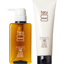 haru kurokami Shampoo (13.5 fl oz (400 ml) / Amino Acid Scalp) & Deli Recipe Treatment (8.8 oz (250 g) / Dense Treatment, Smooth Basics Set