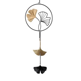 formano Decorative Window Hanger Garland Ginko 60 cm Metal Mobile Window Decoration Black Gold Ginkgo Leaf Motif Gift Idea Hanging Decoration Home Accessory