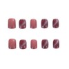 24 Pcs Red Brown Nail Tips, Easy 1 Second Gel