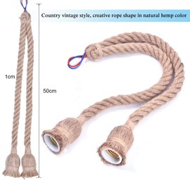 Rope Chandelier Pendant Light Ceiling Lamp E27 Base Lamp Cord Retro Style DIY Home Decoration ( Size : Double Head )
