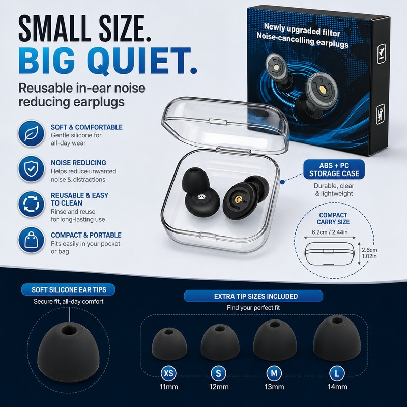 Reusable Noise Reducing Ear Plugs for Sleep – Comfortable In-Ear